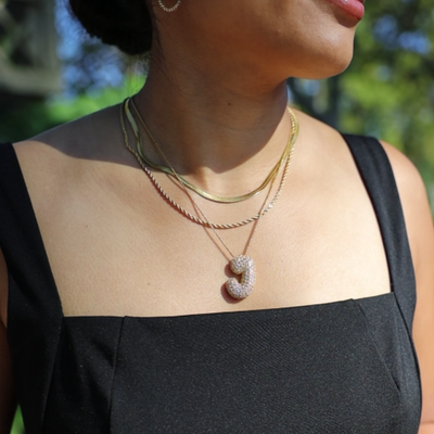 Diamond Initial Bubble Necklace