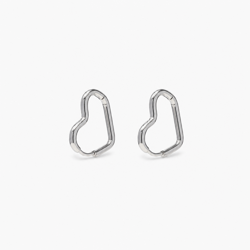 Heart Contour Earrings (Silver)