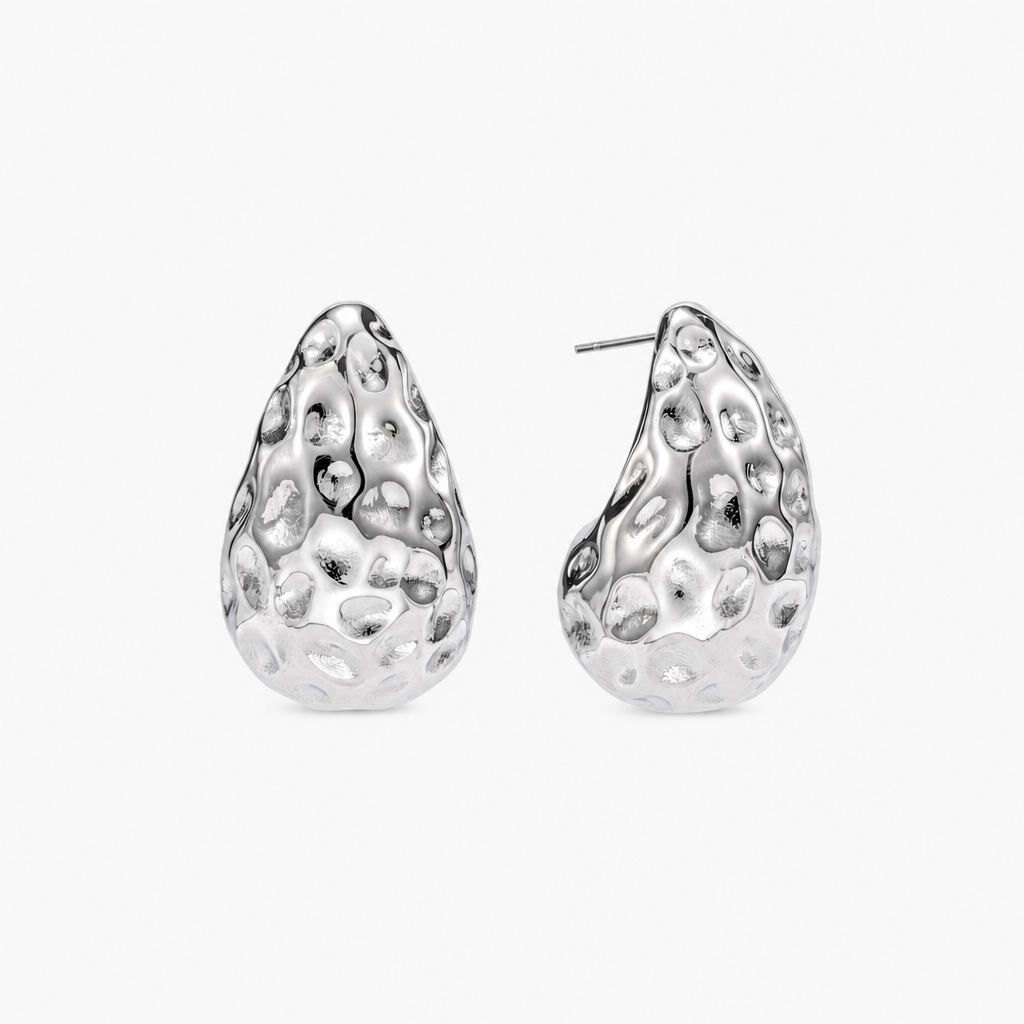 Lava Teardrop Earrings (Silver)