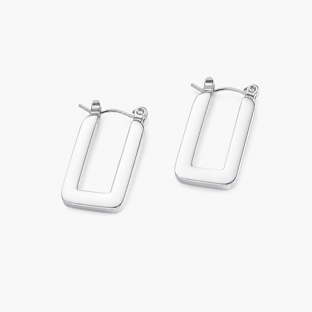 Polished Rectangle Earrings (Silver)