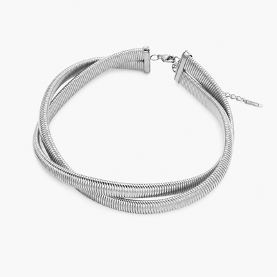 Twisted Harmony Choker Necklace (Silver)