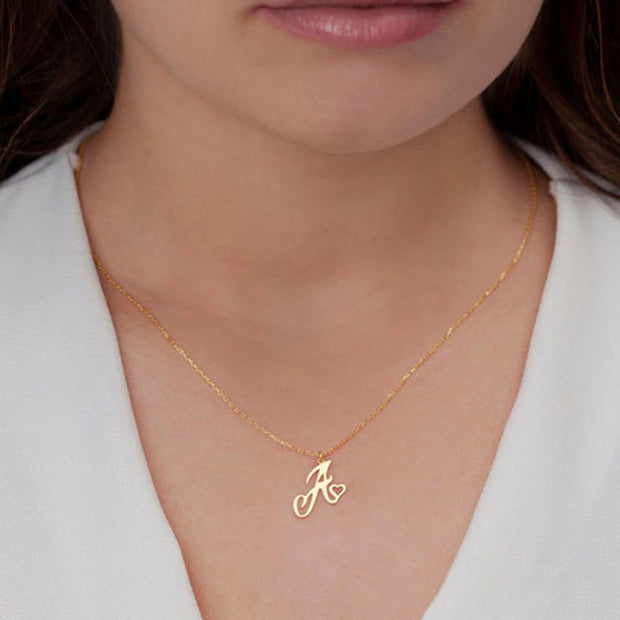 Cursive Initial Letter Pendant Necklaces