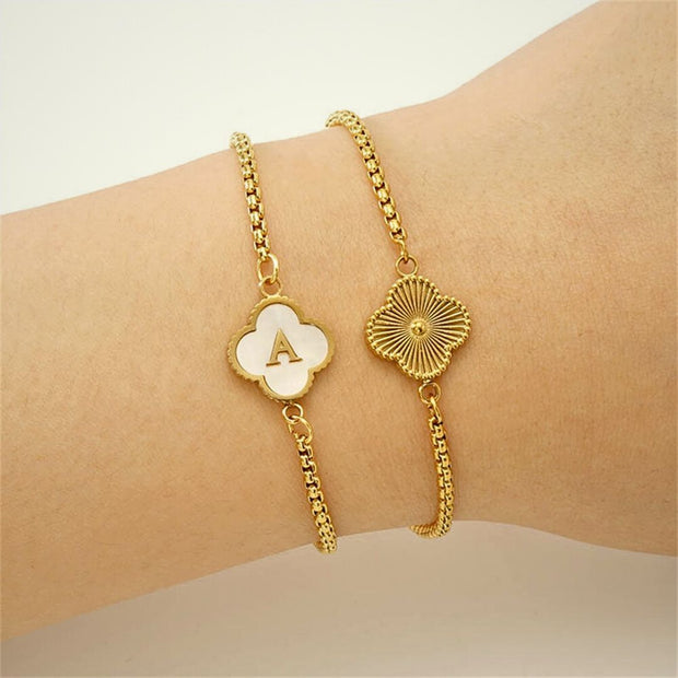 Personalized Clover Initial Bracelet