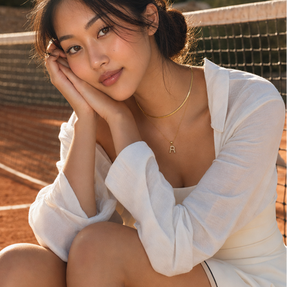 Layered Pearl Initial Letter Necklace