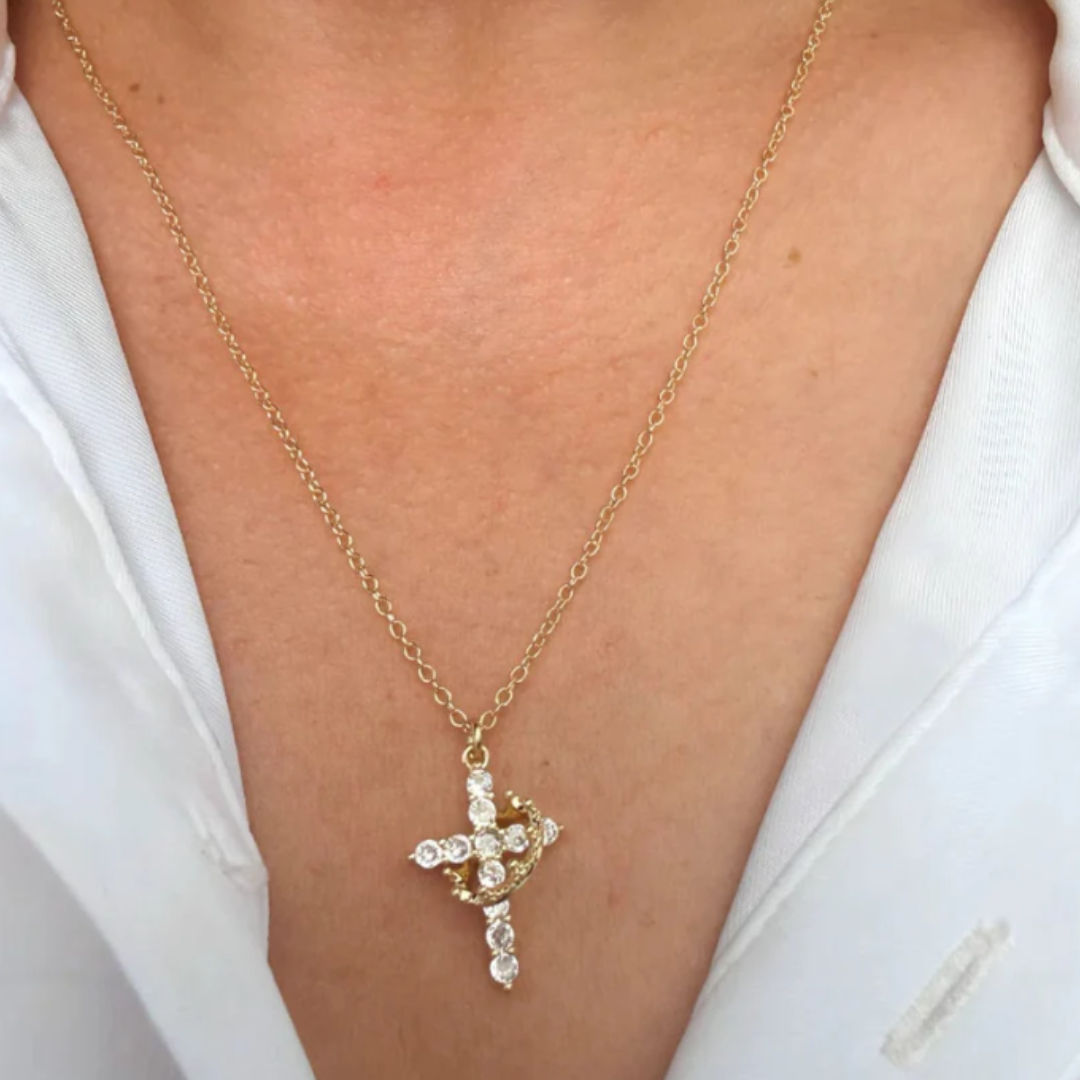 Romy Crown and Cross Necklace