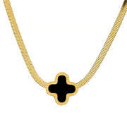 Leclair Herringbone Clover Gold Necklace