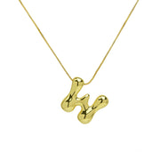 Mini Gold Bubble Initial Necklace