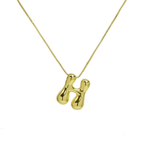 Mini Gold Bubble Initial Necklace