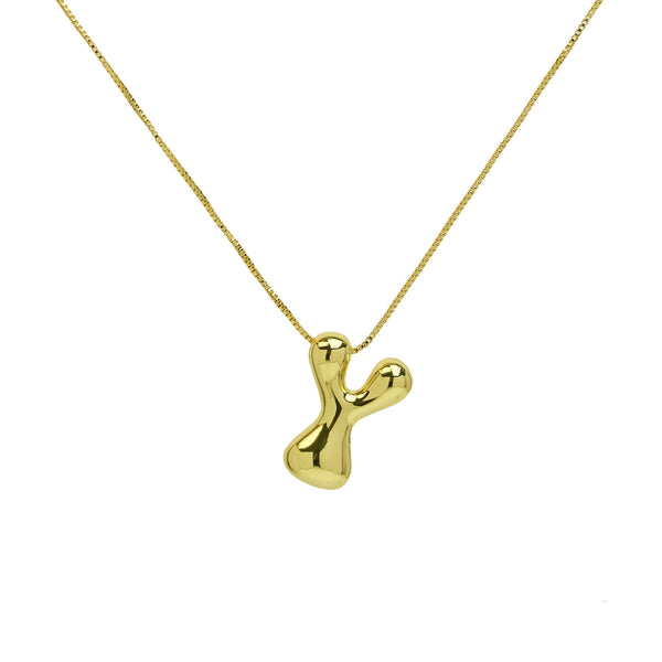 Mini Gold Bubble Initial Necklace