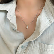 Naomi Silver Pearl Pendant