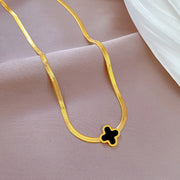 Leclair Herringbone Clover Gold Necklace