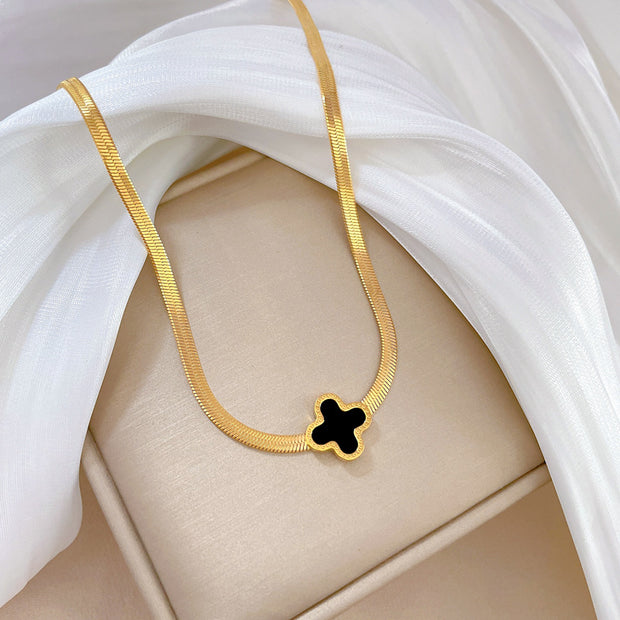 Leclair Herringbone Clover Gold Necklace