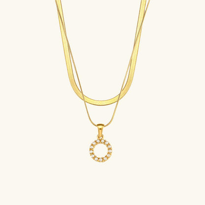 Layered Pearl Initial Letter Necklace
