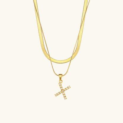 Layered Pearl Initial Letter Necklace