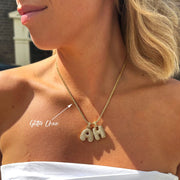 Pave Bubble Initial Necklace