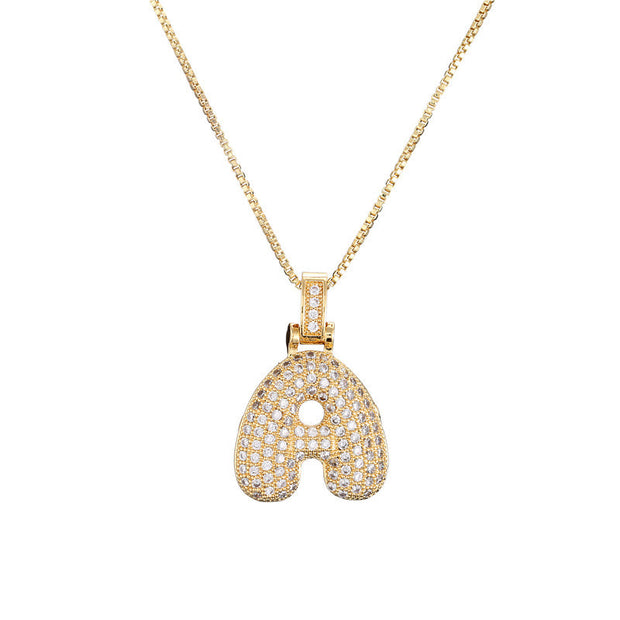 Pave Bubble Initial Necklace