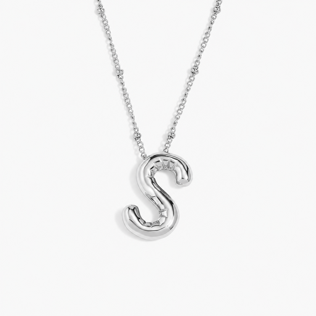 Balloon Letter Necklace (Silver)