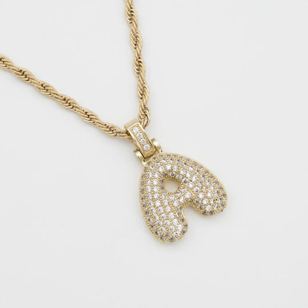 Pave Bubble Initial Necklace