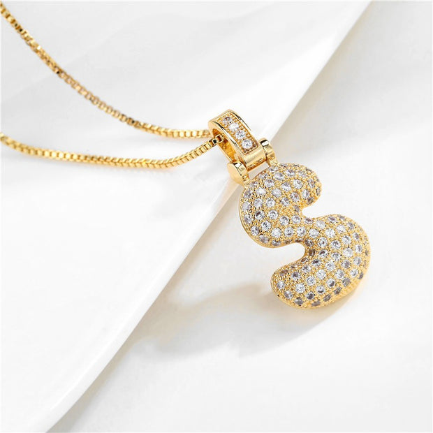 Pave Bubble Initial Necklace