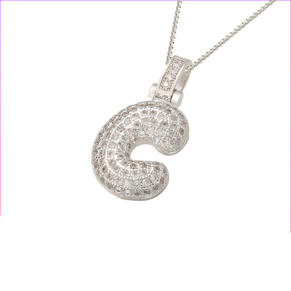 Pave Bubble Initial Necklace