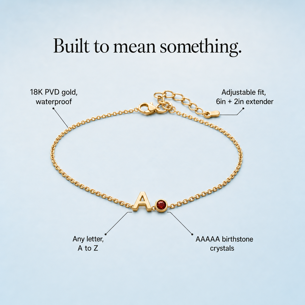 Colette bracelet - 18K PVD gold, AAAAA birthstone crystals