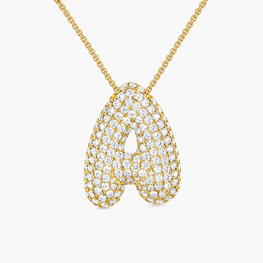 Diamond Initial Bubble Necklace