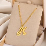 Cursive Initial Letter Pendant Necklaces