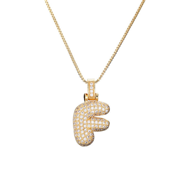 Pave Bubble Initial Necklace