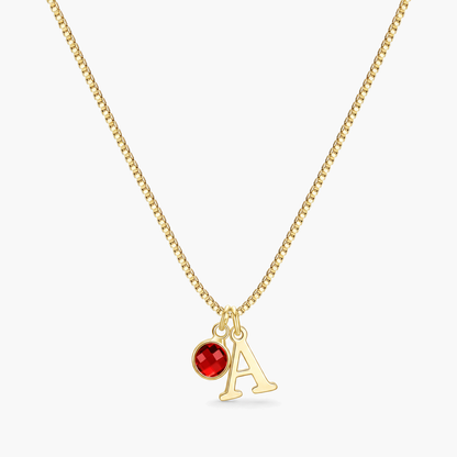 Sylvie Initial Birthstone Necklace