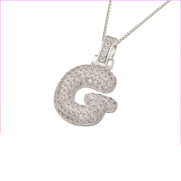 Pave Bubble Initial Necklace