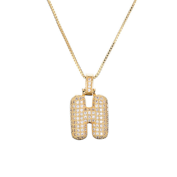 Pave Bubble Initial Necklace