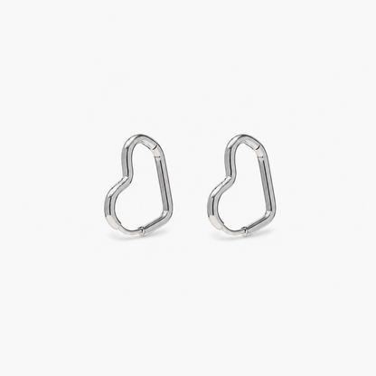 Heart Contour Earrings (Silver)