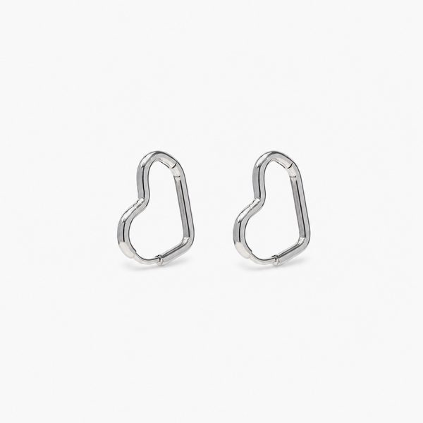 Heart Contour Earrings (Silver)