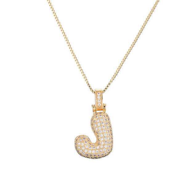 Pave Bubble Initial Necklace