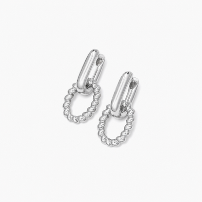 Junia Drop Hoop Earrings (Silver)
