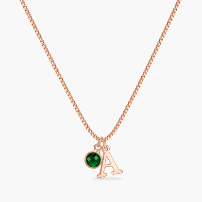 Sylvie Initial Birthstone Necklace