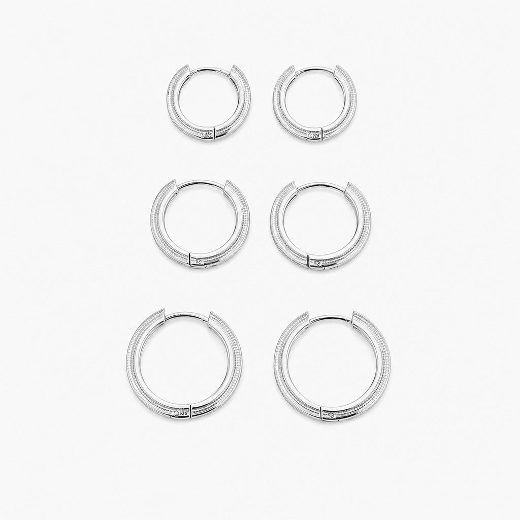 Orbita Hoop Earrings Set (Silver)