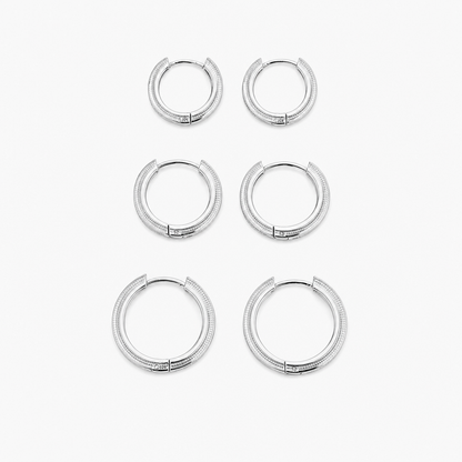 Orbita Hoop Earrings Set (Silver)