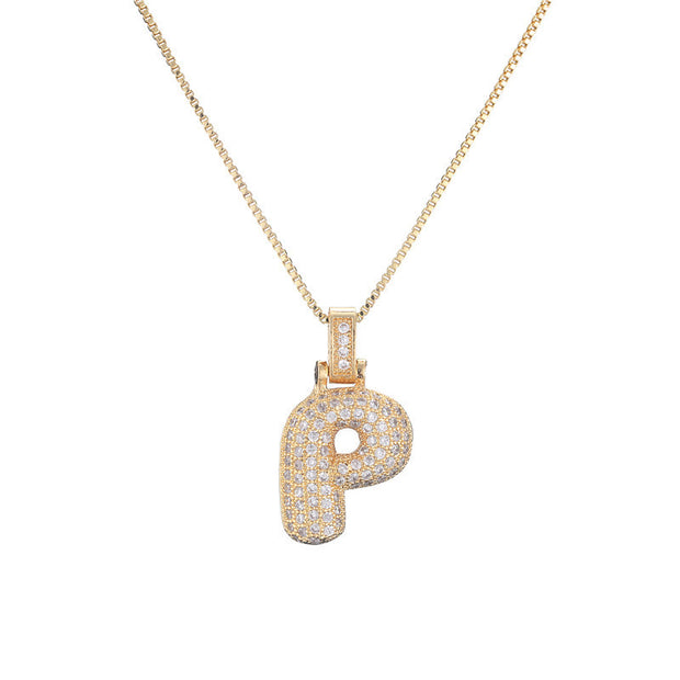 Pave Bubble Initial Necklace