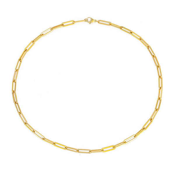 Paperclip Chain Necklace in gold