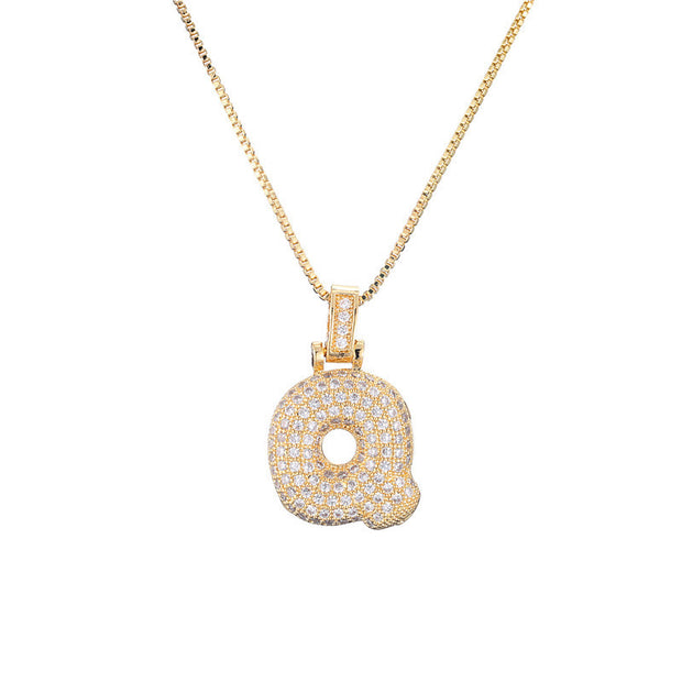 Pave Bubble Initial Necklace