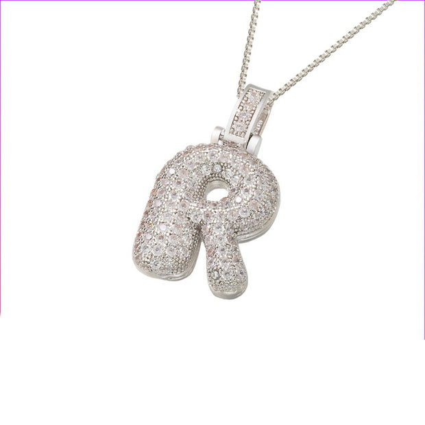 Pave Bubble Initial Necklace