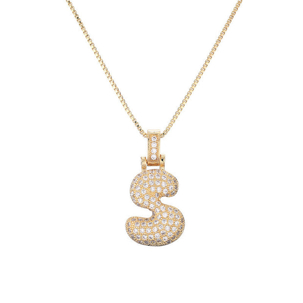 Pave Bubble Initial Necklace