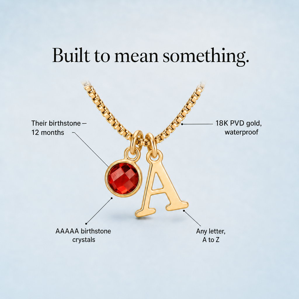 Sylvie necklace - 18K PVD gold, AAAAA birthstone crystals