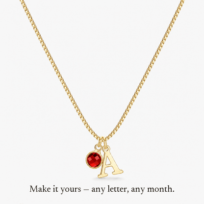 Sylvie Initial Birthstone Necklace - any letter, any birthstone month