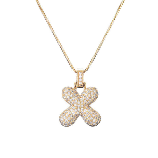 Pave Bubble Initial Necklace