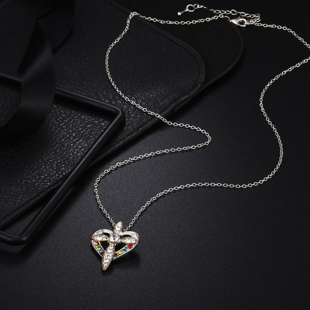 Zirconia Petal Cross Necklace