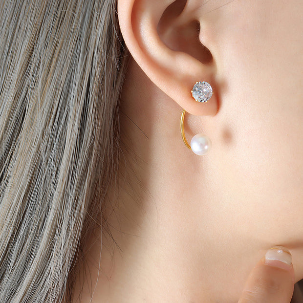 Grandeur Zirconia Pearl Earrings