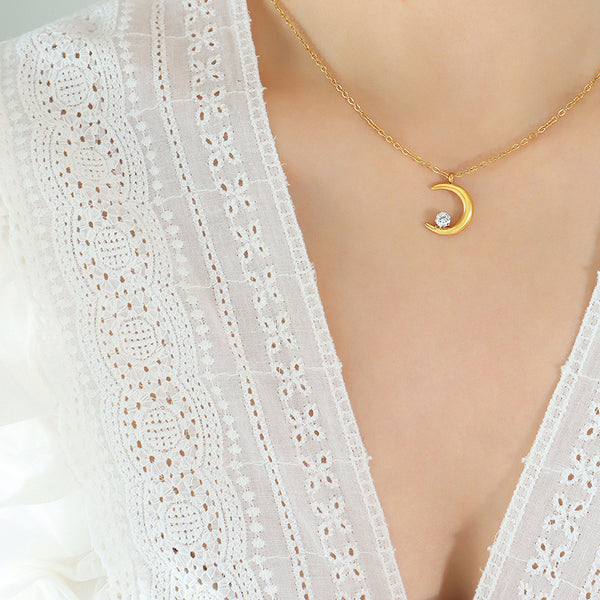 Lunala's Glimmer Gold Zirconia Necklace
