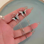 Emerald Flutter Chain Earrings